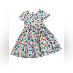 Tea Collection Size 8 Short Sleeve Ballet Dress in Colorful Parrot Polka Bird
